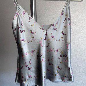 VINTAGE SILVER SILKY BABYDOLL SLIP TOP